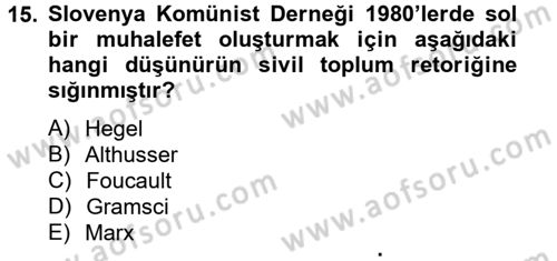 Sosyolojide Yakın Dönem Gelişmeler Dersi 2014 - 2015 Yılı Tek Ders Sınav Soruları 15. Soru