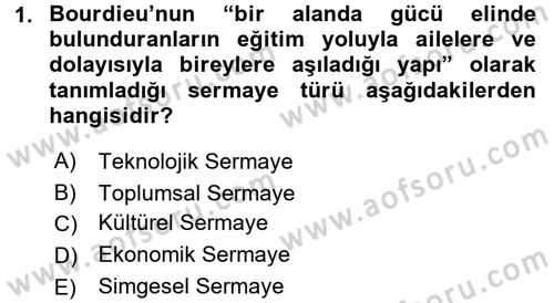 Sosyolojide Yakın Dönem Gelişmeler Dersi 2015 - 2016 Yılı (Final) Dönem Sonu Sınav Soruları 1. Soru