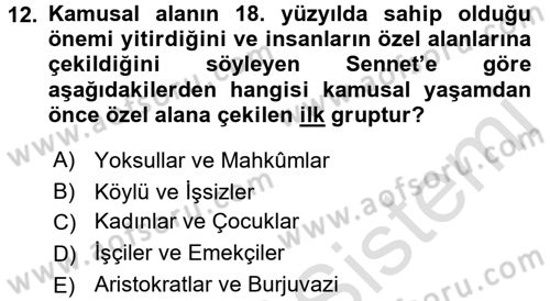 Sosyolojide Yakın Dönem Gelişmeler Dersi 2015 - 2016 Yılı (Final) Dönem Sonu Sınav Soruları 12. Soru