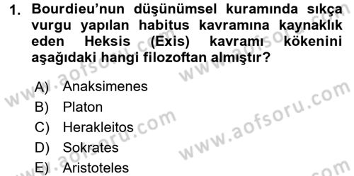 Sosyolojide Yakın Dönem Gelişmeler Dersi 2015 - 2016 Yılı Tek Ders Sınav Soruları 1. Soru