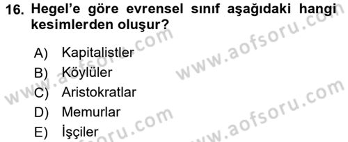 Sosyolojide Yakın Dönem Gelişmeler Dersi 2015 - 2016 Yılı Tek Ders Sınav Soruları 16. Soru