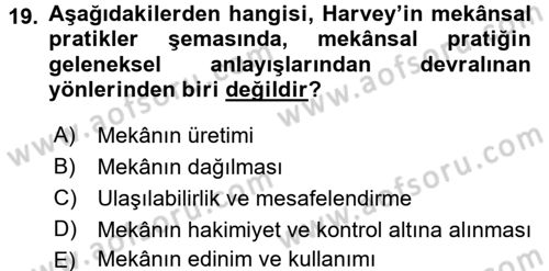 Sosyolojide Yakın Dönem Gelişmeler Dersi 2015 - 2016 Yılı Tek Ders Sınav Soruları 19. Soru