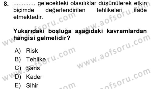 Sosyolojide Yakın Dönem Gelişmeler Dersi 2016 - 2017 Yılı 3 Ders Sınav Soruları 8. Soru