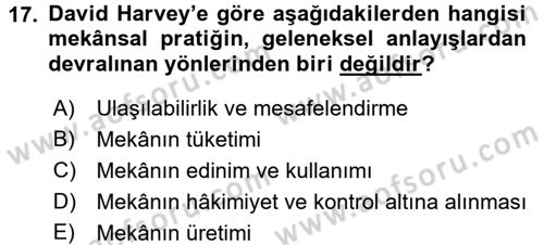 Sosyolojide Yakın Dönem Gelişmeler Dersi 2016 - 2017 Yılı (Final) Dönem Sonu Sınav Soruları 17. Soru