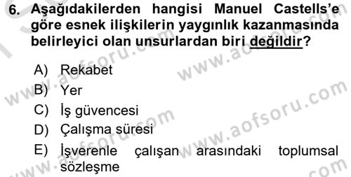 Sosyolojide Yakın Dönem Gelişmeler Dersi 2016 - 2017 Yılı (Final) Dönem Sonu Sınav Soruları 6. Soru