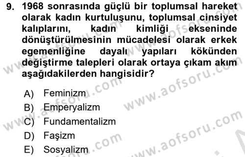 Sosyolojide Yakın Dönem Gelişmeler Dersi 2016 - 2017 Yılı (Final) Dönem Sonu Sınav Soruları 9. Soru