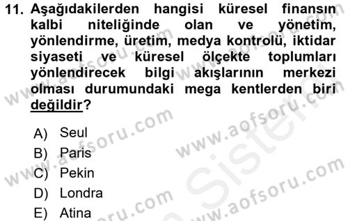 Sosyolojide Yakın Dönem Gelişmeler Dersi 2017 - 2018 Yılı 3 Ders Sınav Soruları 11. Soru