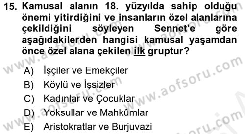 Sosyolojide Yakın Dönem Gelişmeler Dersi 2017 - 2018 Yılı (Final) Dönem Sonu Sınav Soruları 15. Soru