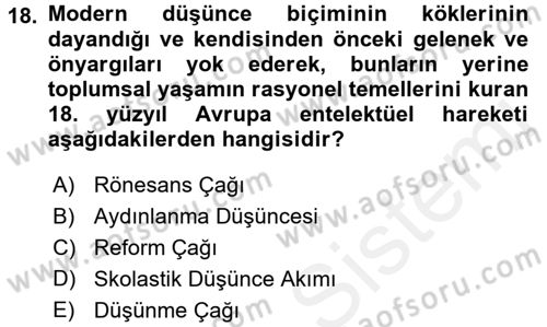Sosyolojide Yakın Dönem Gelişmeler Dersi 2017 - 2018 Yılı (Final) Dönem Sonu Sınav Soruları 18. Soru