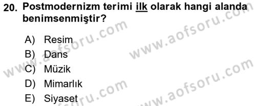 Sosyolojide Yakın Dönem Gelişmeler Dersi 2017 - 2018 Yılı (Final) Dönem Sonu Sınav Soruları 20. Soru
