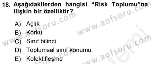 Sosyolojide Yakın Dönem Gelişmeler Dersi 2018 - 2019 Yılı (Vize) Ara Sınav Soruları 18. Soru