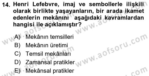 Sosyolojide Yakın Dönem Gelişmeler Dersi 2018 - 2019 Yılı (Final) Dönem Sonu Sınav Soruları 14. Soru