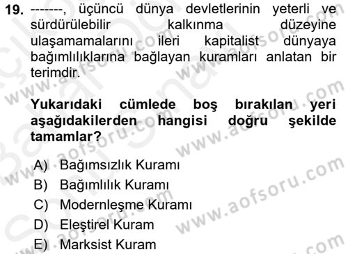 Sosyolojide Yakın Dönem Gelişmeler Dersi 2018 - 2019 Yılı (Final) Dönem Sonu Sınav Soruları 19. Soru