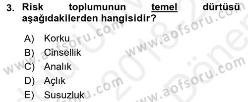 Sosyolojide Yakın Dönem Gelişmeler Dersi 2018 - 2019 Yılı (Final) Dönem Sonu Sınav Soruları 3. Soru