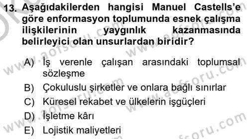 Sosyolojide Yakın Dönem Gelişmeler Dersi 2018 - 2019 Yılı Yaz Okulu Sınav Soruları 13. Soru