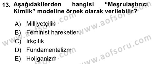 Sosyolojide Yakın Dönem Gelişmeler Dersi 2020 - 2021 Yılı Yaz Okulu Sınav Soruları 13. Soru