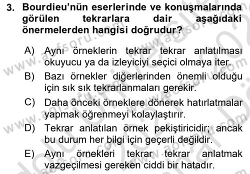 Sosyolojide Yakın Dönem Gelişmeler Dersi 2021 - 2022 Yılı (Vize) Ara Sınav Soruları 3. Soru