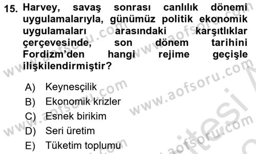 Sosyolojide Yakın Dönem Gelişmeler Dersi 2021 - 2022 Yılı (Final) Dönem Sonu Sınav Soruları 15. Soru