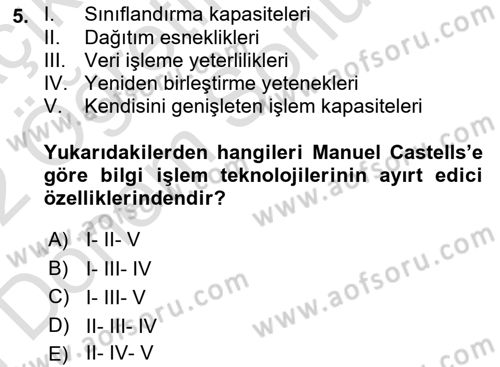 Sosyolojide Yakın Dönem Gelişmeler Dersi 2021 - 2022 Yılı (Final) Dönem Sonu Sınav Soruları 5. Soru