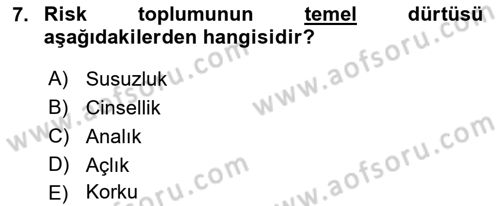 Sosyolojide Yakın Dönem Gelişmeler Dersi 2021 - 2022 Yılı Yaz Okulu Sınav Soruları 7. Soru