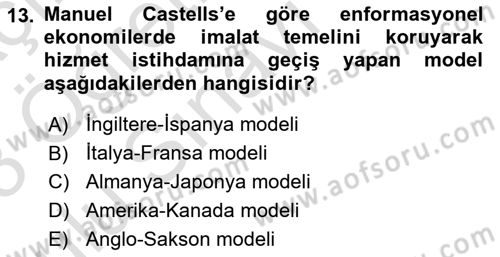 Sosyolojide Yakın Dönem Gelişmeler Dersi 2022 - 2023 Yılı Yaz Okulu Sınav Soruları 13. Soru