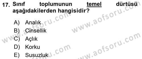 Sosyolojide Yakın Dönem Gelişmeler Dersi 2023 - 2024 Yılı (Vize) Ara Sınav Soruları 17. Soru