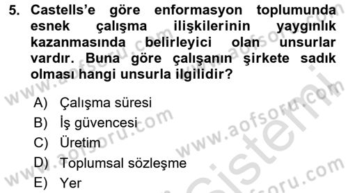 Sosyolojide Yakın Dönem Gelişmeler Dersi 2023 - 2024 Yılı (Final) Dönem Sonu Sınav Soruları 5. Soru