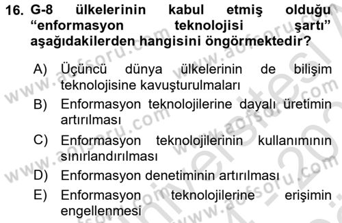 Sosyolojide Yakın Dönem Gelişmeler Dersi 2024 - 2025 Yılı (Vize) Ara Sınav Soruları 16. Soru
