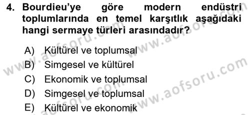 Sosyolojide Yakın Dönem Gelişmeler Dersi 2024 - 2025 Yılı (Vize) Ara Sınav Soruları 4. Soru