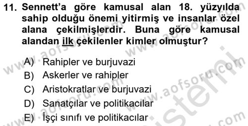 Sosyolojide Yakın Dönem Gelişmeler Dersi 2024 - 2025 Yılı (Final) Dönem Sonu Sınav Soruları 11. Soru