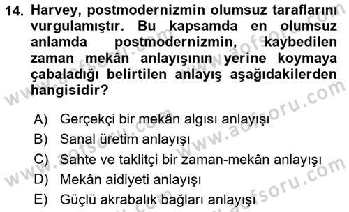 Sosyolojide Yakın Dönem Gelişmeler Dersi 2024 - 2025 Yılı (Final) Dönem Sonu Sınav Soruları 14. Soru