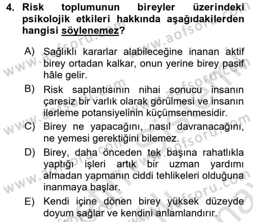 Sosyolojide Yakın Dönem Gelişmeler Dersi 2024 - 2025 Yılı (Final) Dönem Sonu Sınav Soruları 4. Soru