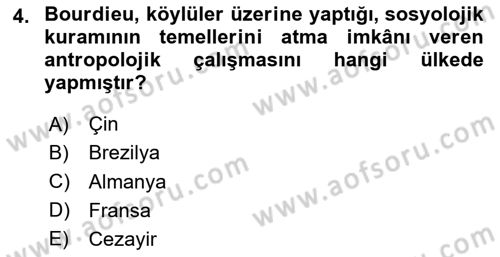 Sosyolojide Yakın Dönem Gelişmeler Dersi 2025 - 2026 Yılı (Vize) Ara Sınav Soruları 4. Soru