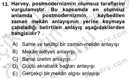 Sosyolojide Yakın Dönem Gelişmeler Dersi 2025 - 2026 Yılı (Final) Dönem Sonu Sınav Soruları 13. Soru