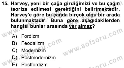 Sosyolojide Yakın Dönem Gelişmeler Dersi 2025 - 2026 Yılı (Final) Dönem Sonu Sınav Soruları 15. Soru