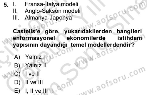 Sosyolojide Yakın Dönem Gelişmeler Dersi 2025 - 2026 Yılı (Final) Dönem Sonu Sınav Soruları 5. Soru