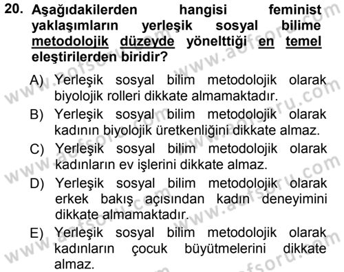 Ekonomi Sosyolojisi Dersi Ara Sınavı Deneme Sınav Soruları 20. Soru