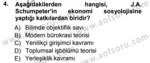 Ekonomi Sosyolojisi Dersi 2012 - 2013 Yılı (Vize) Ara Sınav Soruları 4. Soru