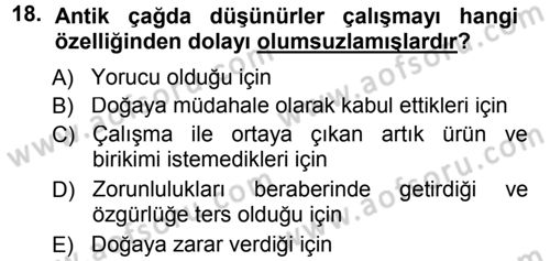 Ekonomi Sosyolojisi Dersi 2012 - 2013 Yılı (Final) Dönem Sonu Sınav Soruları 18. Soru