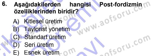 Ekonomi Sosyolojisi Dersi 2012 - 2013 Yılı (Final) Dönem Sonu Sınav Soruları 6. Soru