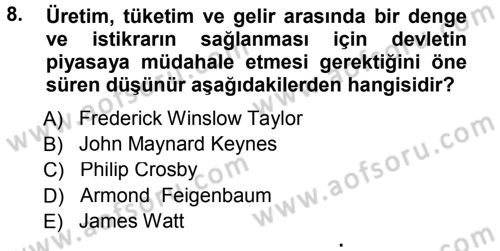 Ekonomi Sosyolojisi Dersi 2012 - 2013 Yılı (Final) Dönem Sonu Sınav Soruları 8. Soru
