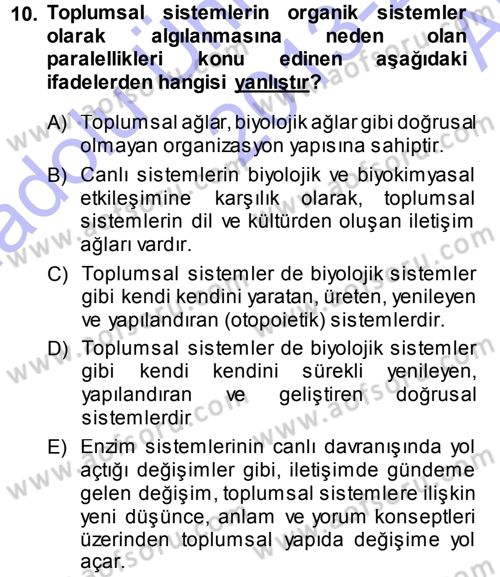 Ekonomi Sosyolojisi Dersi Ara Sınavı Deneme Sınav Soruları 10. Soru