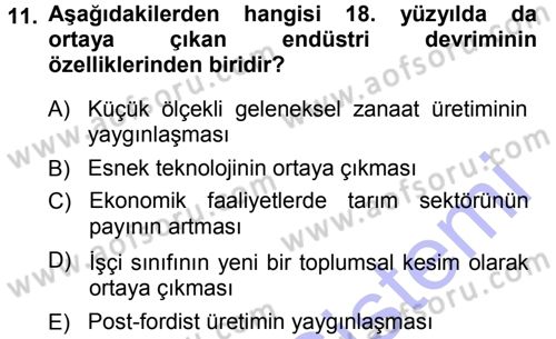 Ekonomi Sosyolojisi Dersi 2013 - 2014 Yılı (Final) Dönem Sonu Sınav Soruları 11. Soru
