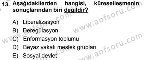 Ekonomi Sosyolojisi Dersi 2013 - 2014 Yılı (Final) Dönem Sonu Sınav Soruları 13. Soru