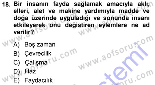 Ekonomi Sosyolojisi Dersi 2013 - 2014 Yılı (Final) Dönem Sonu Sınav Soruları 18. Soru