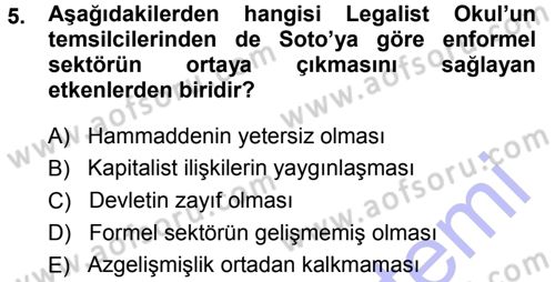 Ekonomi Sosyolojisi Dersi 2013 - 2014 Yılı (Final) Dönem Sonu Sınav Soruları 5. Soru