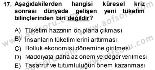 Ekonomi Sosyolojisi Dersi 2013 - 2014 Yılı Tek Ders Sınav Soruları 17. Soru