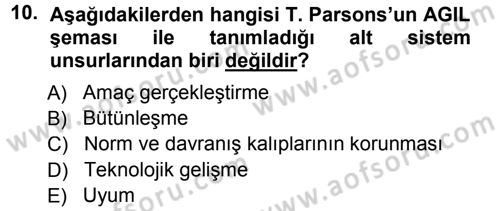 Ekonomi Sosyolojisi Dersi 2014 - 2015 Yılı (Vize) Ara Sınav Soruları 10. Soru