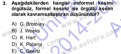 Ekonomi Sosyolojisi Dersi Ara Sınavı Deneme Sınav Soruları 3. Soru