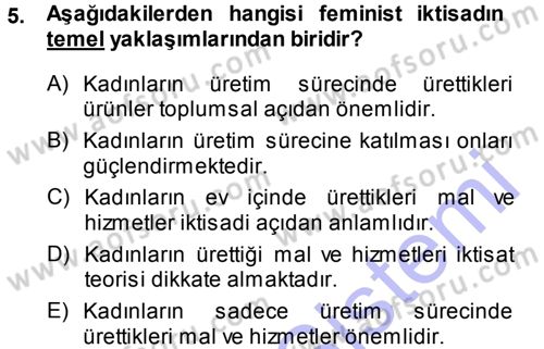 Ekonomi Sosyolojisi Dersi 2014 - 2015 Yılı (Vize) Ara Sınav Soruları 5. Soru